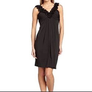 NWT Maggy London Black Plunge Neck Ruffled Sleeveless Mini Cocktail Dress (10)